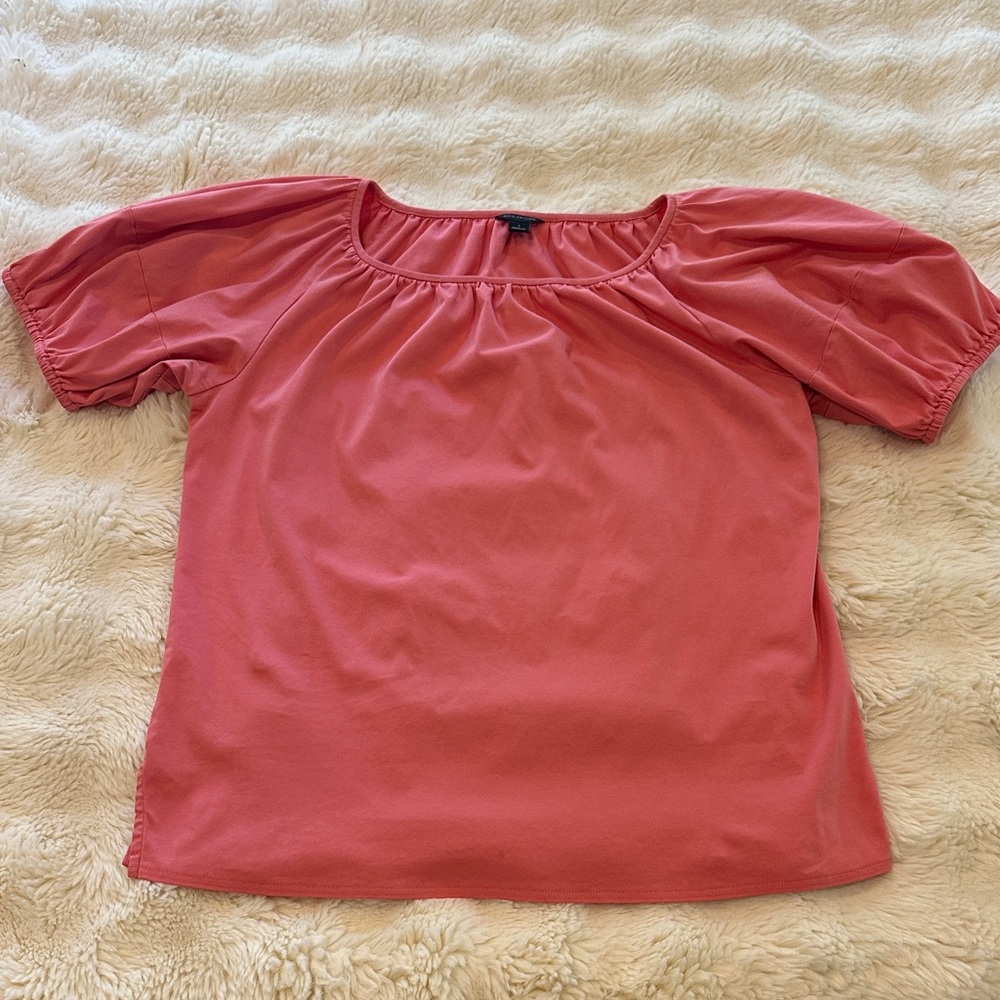 Ann Taylor Coral Puff Sleeve Blouse.